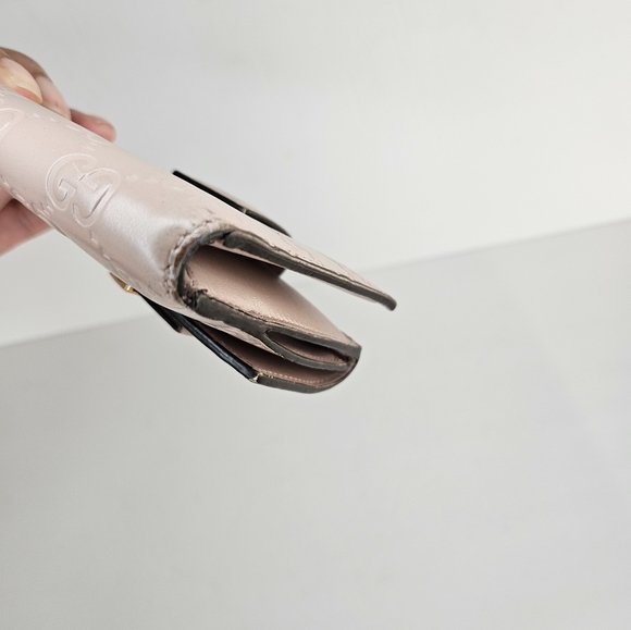 100% Authentic GUCCI GG Pattern Guccissima Bifold Wallet Leather Pink Preloved - Picture 12 of 15